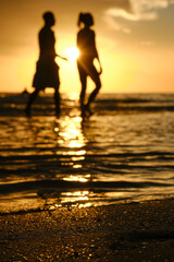 Spazierg&auml;nge im Sonnenuntergang am strand von Ft. Myers Beach (Florida)