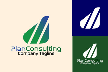 Flat plane consulting logo template design icon logotype vector art illustration