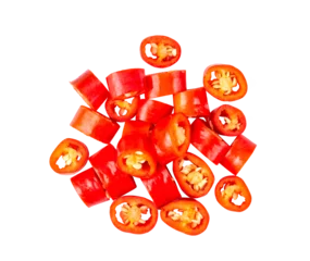 Gordijnen Slice red chili isolated on transparent png © supamas