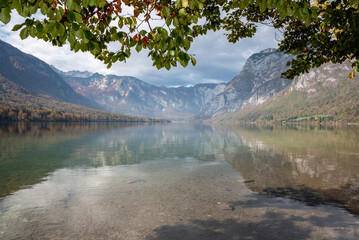 Scenic Lake Bohinj in the Triglav National Park, The Julian Alps in Slovenia