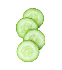 Fresh cucumber slices isolated on transparent png