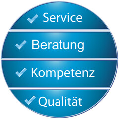 Logo Siegel Service, Kompetenz  blau qualität, beratung, kundenzufriedenheit, Hintergrund transparent