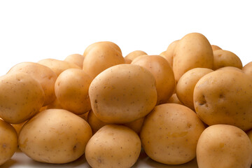 A group of fresh tasty potato isolated on white background.