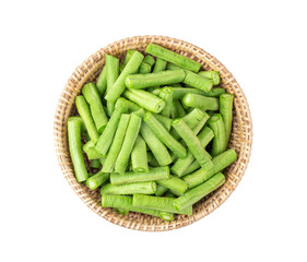 Slice long beans in basket isolated on transparent png
