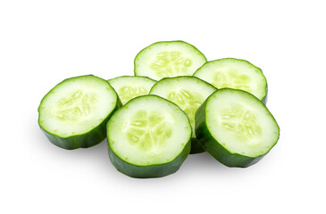 Fresh cucumber slices isolated on transparent png