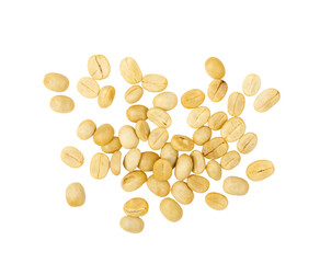 Raw coffee beans on transparent png