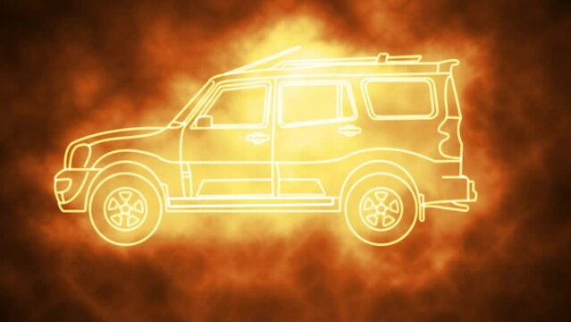fire Car on a fire
