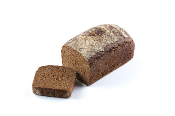 Rye bread slices isolated on white background