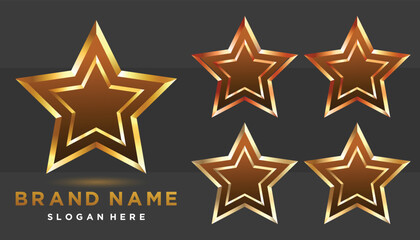 Golden Star On Dark Background With Light Effect.