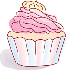 Watercolor Cupcake Collection - hand drawn illustration