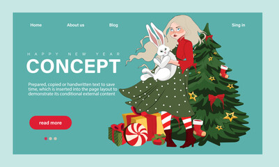 Winter Season Holidays, Corporate Party Event Celebration Landing Page Template. Tiny Characters Celebrate New Year at Huge 2023