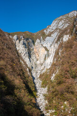 Iconic Boka waterfall in the Soca valley in the Julian Alps