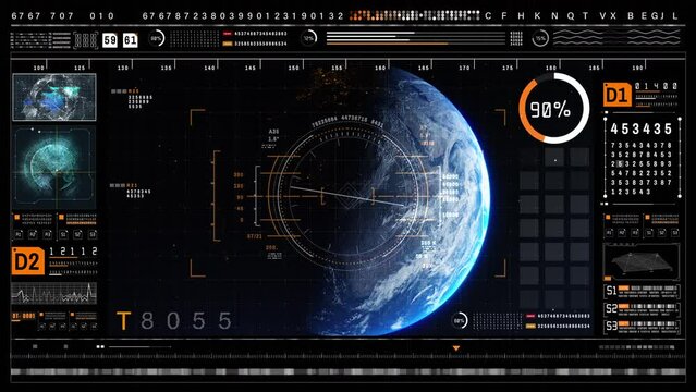 Technology Digital Cyberspace and Global Network Connection Tracking GPS, Graphic Dashboard Head-up display, and Futuristic User Interface GUI Background Concept.