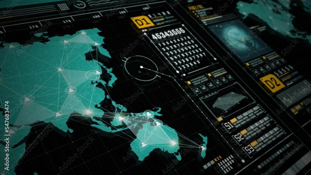 Poster Technology Digital Cyberspace and Global Network Connection Tracking GPS, Graphic Dashboard Head-up display and Futuristic User Interface GUI Background Concept.