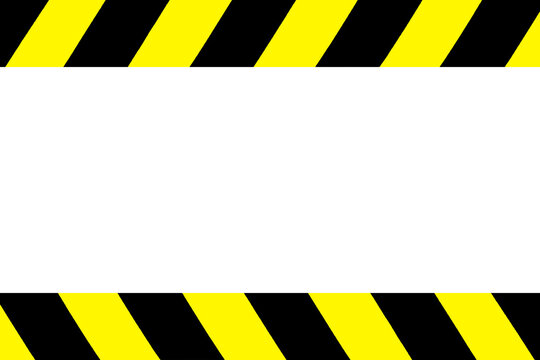 Illustration frame of yellow black horizontal lines of barrier tapes on isolated background. Barrier tape danger unsafe area warning lines, do not enter. Concept no entry, no people. Copy text space