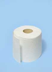 Toilet paper in a roll on a light blue background. isolant