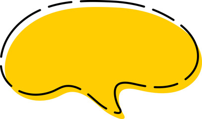 Cute doodle yellow speech bubble hand drawn for decoration