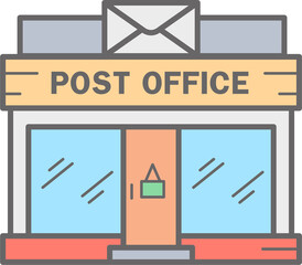 Post office building line icon. Urban architecture element.
