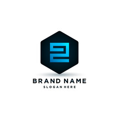 Obraz premium Abstract People Logo. Blue And Black Geometric Shape With Human Icon Inside Isolated On White Background. Flat Vector Logo Design Template Element.