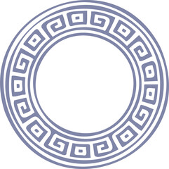 Circle Greek frame. Round meander border. Decoration elements pattern.