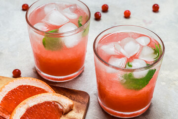 Fresh grapefruit juice with ice. Detox drink.