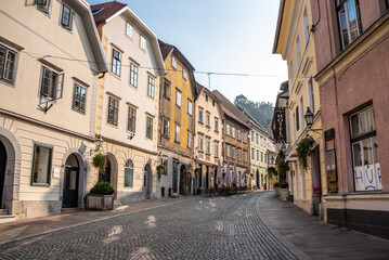 Fototapeta na wymiar Street Gornji trg in downtown Ljubljana, Slovenia