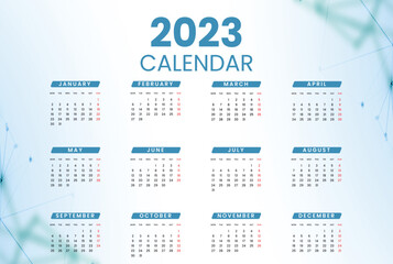 Colorful Stylish geometric 2023 new year calendar template design