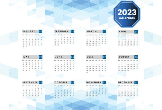 Colorful calendar design template Stylish geometric 2023 new year calendar 