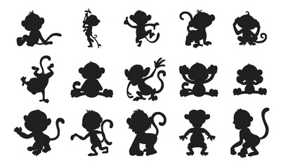 Obraz premium Set of dog silhouette vector isolated on white background animal coloring book for kids cartoon vector dog illustration