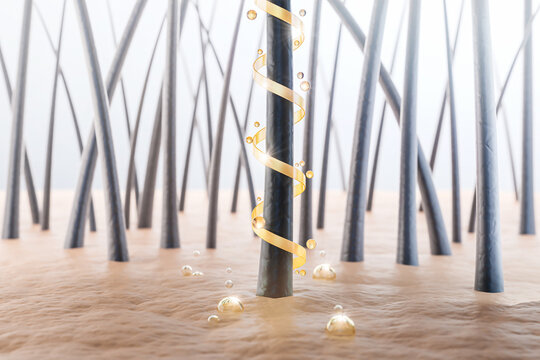 Hair treatment and Hair care Concept Background, Vitamin or Serum Shampoo,Damage hair Repair,3d rendering.