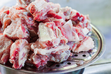 sliced pork ribs Clean for preparing food.