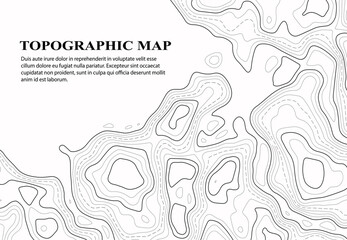 Retro topography map. White geographic contour map. Abstract outline grid.