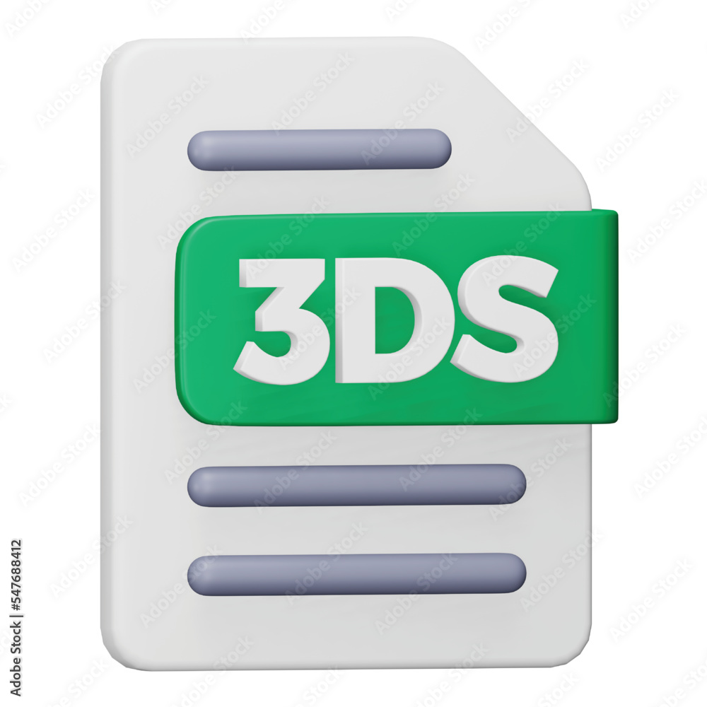Poster 3ds file format 3d rendering isometric icon.