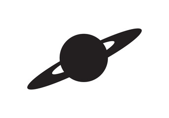 Saturn planet silhouette vector isolated on white. Astronomy icon.