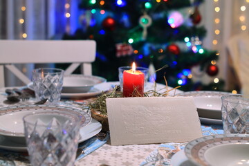 Christmas, Preparation of the Christmas Eve table for dinner.
Boże Narodzenie, Przygotowanie stołu wigilijnego do kolacji. - obrazy, fototapety, plakaty