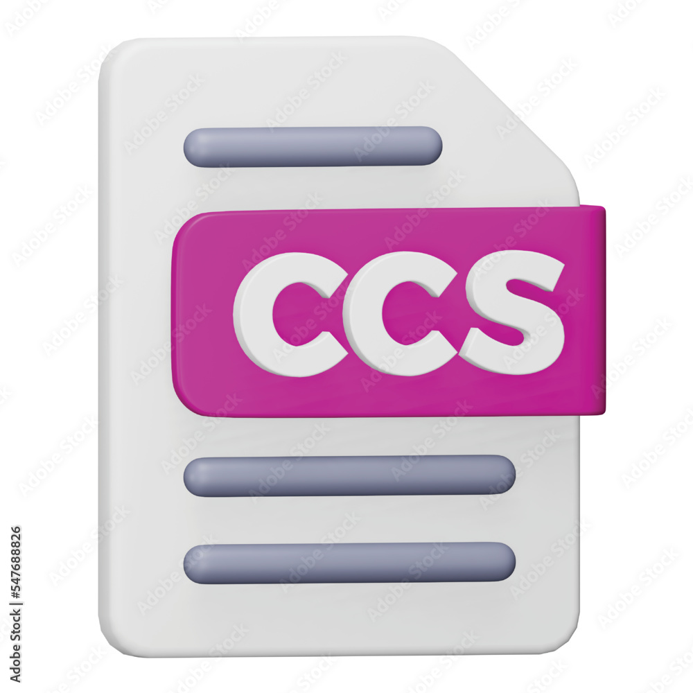 Poster ccs file format 3d rendering isometric icon.