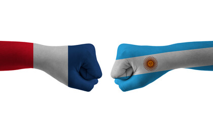 Argentina VS France hand flag Man hands patterned football world cup