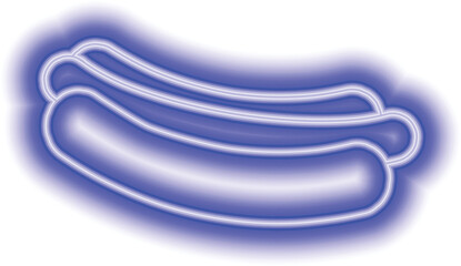 Blue neon hot dog. Glow on white background in vector