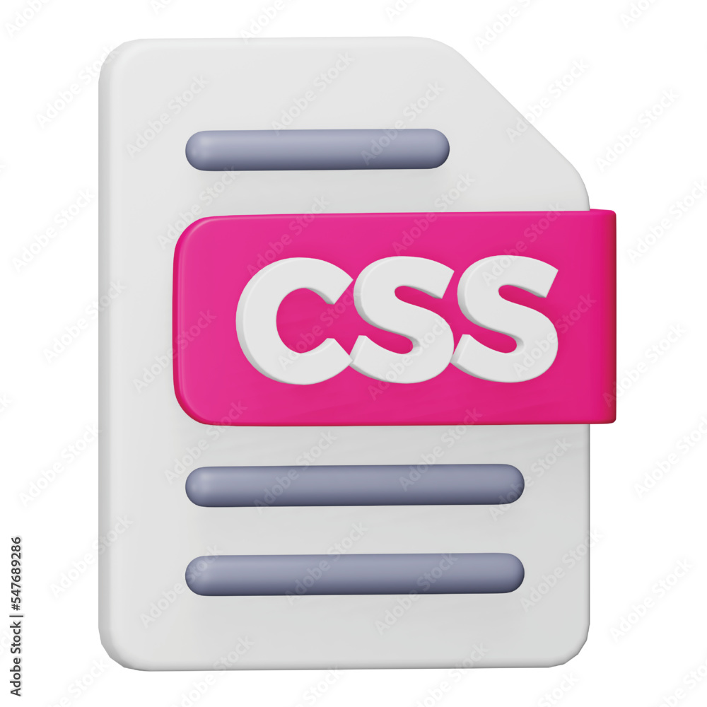 Poster css file format 3d rendering isometric icon.