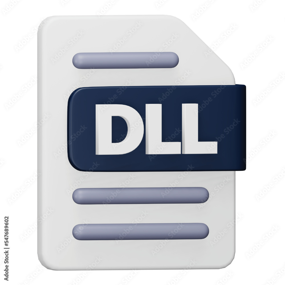 Poster dll file format 3d rendering isometric icon.