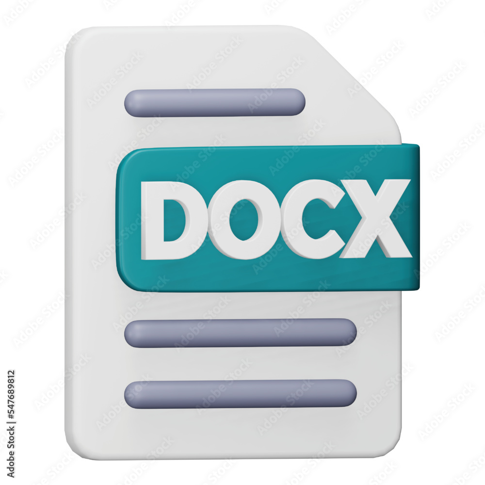 Poster docx file format 3d rendering isometric icon.