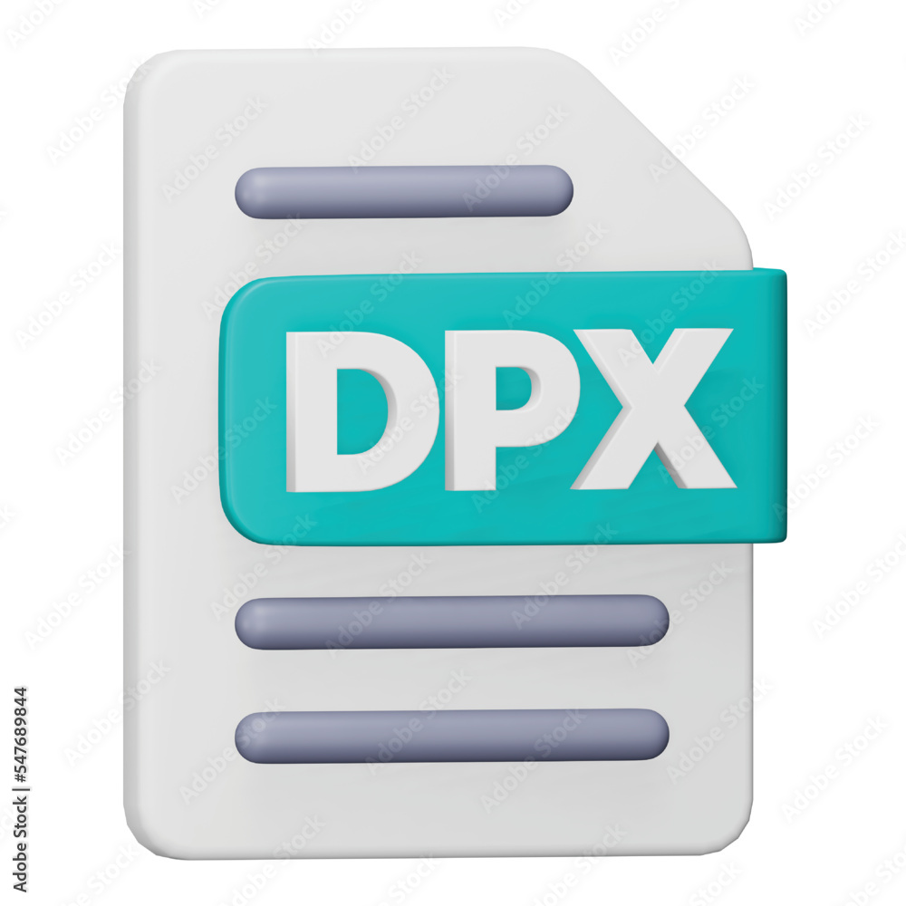 Poster dpx file format 3d rendering isometric icon.