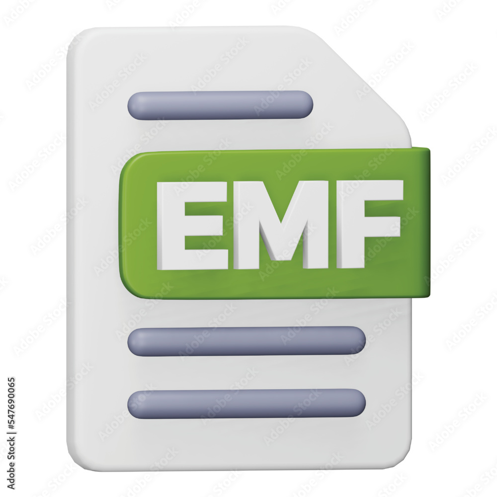 Poster emf file format 3d rendering isometric icon.