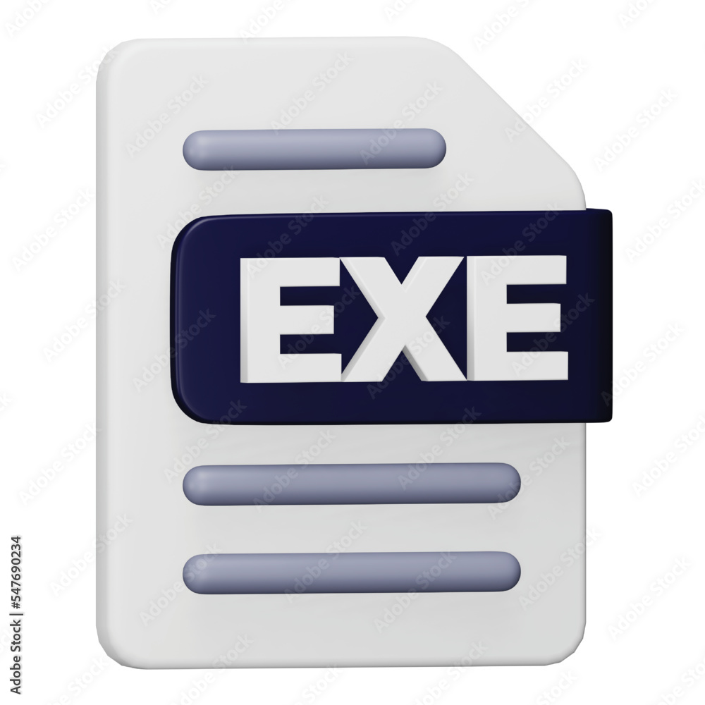 Poster exe file format 3d rendering isometric icon.