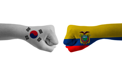 Ecuador VS south korea hand flag Man hands patterned football world cup