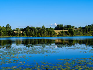 Obraz premium beautiful countryside lake in summer with reflections