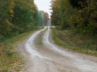 Naklejka premium country gravel road in perspective