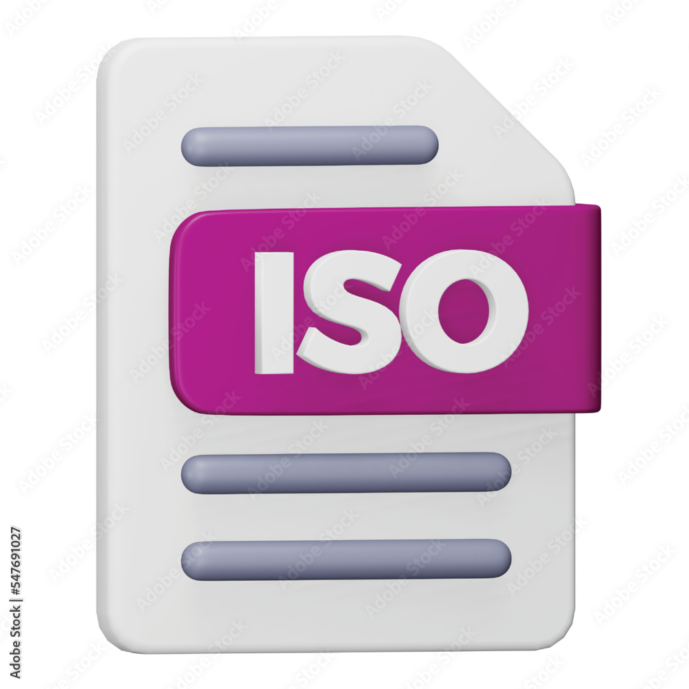 Poster iso file format 3d rendering isometric icon.