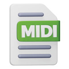 Midi file format 3d rendering isometric icon.