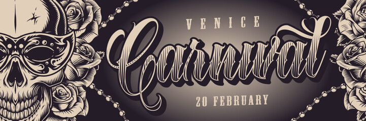 Venice Carnival banner vintage monochrome © DGIM studio